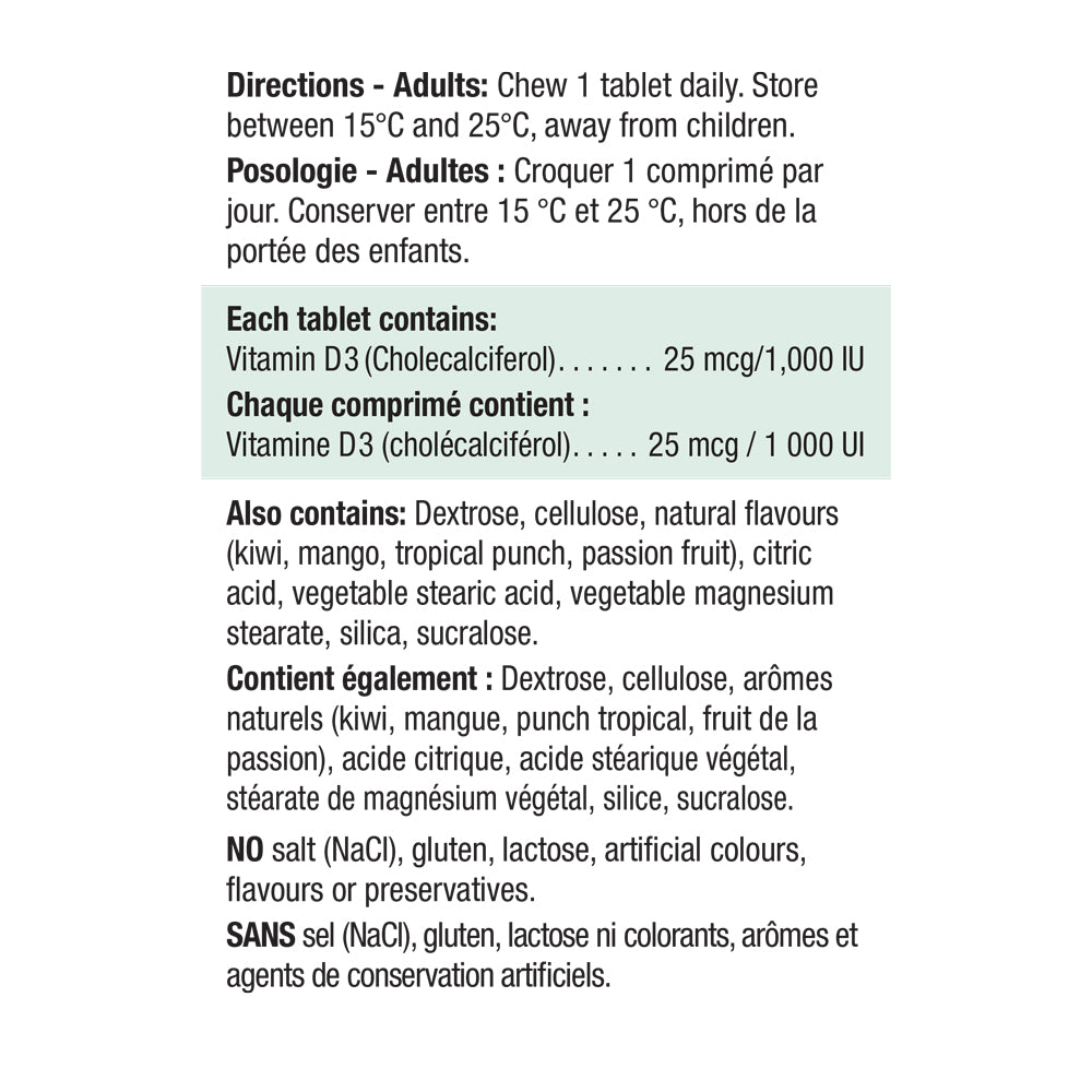 Jamieson Vitamin D3 Tropical Fruit Chew 100 - DrugSmart Pharmacy